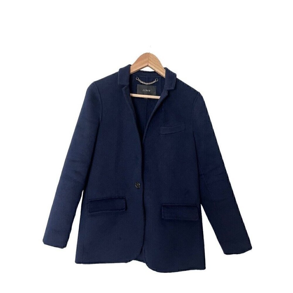 J. Crew Leighton Blazer Jacket Double Faced Boiled Wool Blend Navy 0
